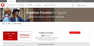 La tarifa prepago de VODAFONE para turistas: 25GB y 150 minutos por 20€ La tarifa de VODAFONE para turistas con 25GB y red 5G por 20€