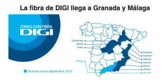 DIGI amplia de nuevo cobertura fibra: Granada y Malaga. DIGI añade fibra en Malaga y Granada