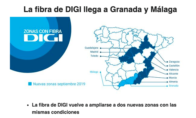 DIGI añade fibra en Malaga y Granada