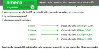 AMENA lanza el bono extra de datos de 500MB a 2,95€ sin añadir 4G a su tarifa de 1GB por 6,95€.