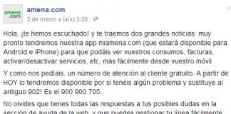 AMENA ofrece atención al cliente GRATUITA a sus clientes de forma tímida. @amena_com