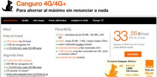 ORANGE también sube su solución CANGURO a todos sus clientes (2€/mes más) con más datos.