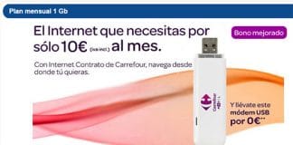 Carrefour reduce a 128kb/seg sus bonos de Internet en modem prepago por 10€ 1GB.