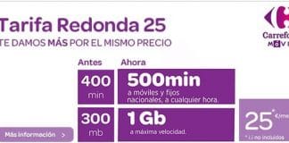 Carrefour mejora su tarifa Redonda para competir con la tarifa de MASMOVIL Optima.