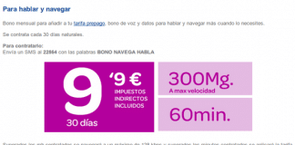 Carrefour saca un bono con Internet ilimitado y 60 minutos por 9,99euros/mes.