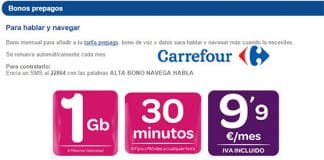 Carrefour lanza un bono de prepago con 1GB y 30 minutos por 9,9€ poco atractivo.