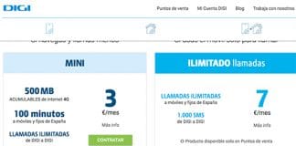 DIGI comercializa una ilimitada sin datos por 7€ en tiendas.