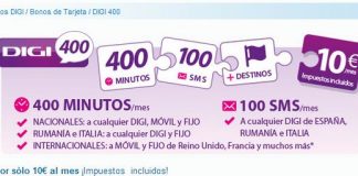 DIGI MOBIL saca una tarifa prepago con 400 minutos por 10€/mes impuestos incluidos.