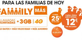 Euskaltel lanza Family Más si tienes fibra: 3GB+ilimitadas desde 12€