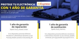 Aliexpress ofrece 1 año de garantía contratando el servicio.