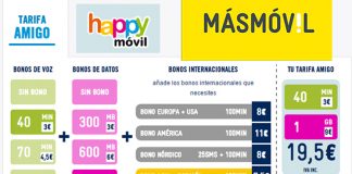 HAPPYMOVIL lanza tarifa Amigo en prepago: Adaptable en voz y datos.