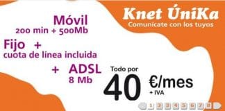 Knet se atreve con una solución convergente atacando a Fusión con una oferta muy similar a la ofrecida por Orange por 40€/mes con 200 min de móvil.
