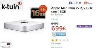 Apple MAC mini en K-tuin por 699€ un i5 con 500GB de disco y 16GB. Una oportunidad única de tener un MAC y al mismo tiempo usarlo de PC con VirtualBox o Boot Camp.