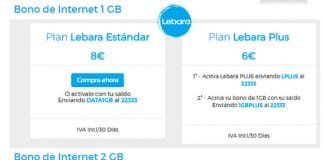 LEBARA mejora su bono de 2GB a 9€ en prepago.