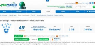 Lycamobile saca un bono con llamadas ilimitadas a toda Europa y 2 GB de Internet por 45 euros al mes
