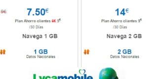 LYCAMOBILE mejora el coste de sus bonos en ahorro: 19€ 5GB.