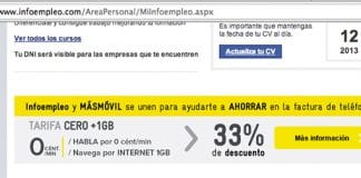 MASMOVIL llega a un acuerdo con Infoempleo para ofrecer para toda la vida 1GB por 6€ en su tarifa CERO.