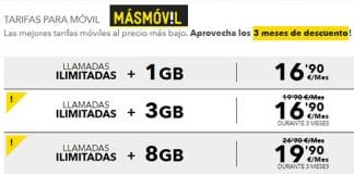 MASMOVIL ofrece sus ilimitadas con descuento 3 meses: 8GB