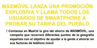 MASMOVIL hasta final de Mayo ofrecerá 3 meses a 9,99€/mes su tarifa ilimitada del pueblo: Sin permanencia. Prueba MASMOVIL.