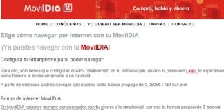 MOVILDIA añade internet a sus tarifas prepago a 6ct/MB o bonos de voz y datos nuevos.