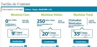 Movistar ofrece 4G en todas sus tarifas como hace Yoigo diferenciandose de Vodafone y Orange.