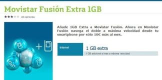 Movistar permite contratar 1GB más de datos a sus clientes a partir de mañana a sus clientes Fusión por 10€/mes adicionales.