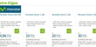 Movistar ofrece bonos de datos extra desde 6€ iva incluido con 500MB. Eso sí, SOLO UNO al MES.