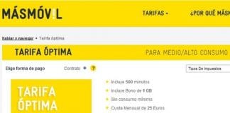MASMOVIL mejora su tarifa Óptima ofreciendo 500 min y 1GB por 25€/mes. ¡Genial!