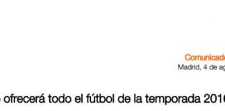 ORANGE ofrecerá todo el fútbol del 2016-2017 hasta 19,95€/mes.