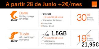 ORANGE empeora la tarifa TUCAN que será 2€ más cara a cambio de tener 1,5GB.