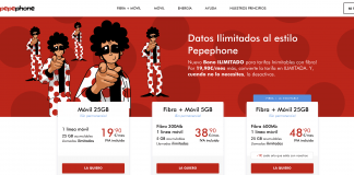 PEPEPHONE lanza tarifas de datos ilimitados por 19,9€ en sus tarifas de fibra. Pepephone ofrece datos ilimitados por 19,9€ adicionales en fibra