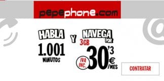PEPEPHONE mejora su tarifa de 1001 minutos de 1GB a 3GB en 4G por 30,3€