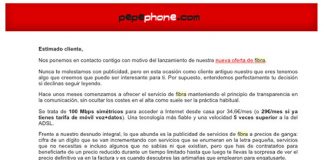 Los clientes actuales de PEPEPHONE pueden contratar fibra sin alta ni permanencia.
