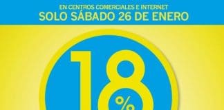 El sabado 26 en todos los Corte Ingles y en Internet un 18% de descuento.