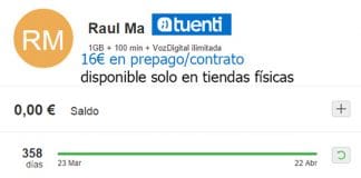 La tarifa de TUENTI que solo se comercializa en tiendas: 1GB+100 min VOZ GSM + ilimitada DIGITAL +200 SMS 16€ prepago y contrato.