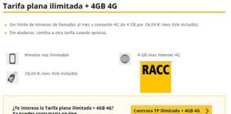 RACCTEL mejora sus tarifas: 2×1 con 4GB+ilimitadas 28€/mes