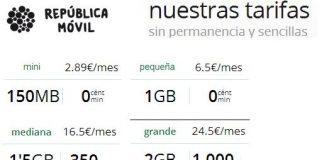 República móvil mejora ligeramente sus tarifas con 6,5€/mes 1GB+0ct/min.