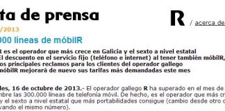 La operadora R que comercializa telefonía móvil sin más servicios mejorará sus tarifas a partir 20 de Noviembre.