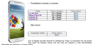 Yoigo ofrece el Samsung S4 al mejor precio del mercado pese a sus reducidas tarifas desde 15e/mes 24 meses.