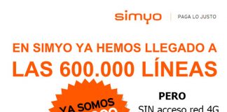 SIMYO anuncia llegar a los 600 000 clientes sin ofrecer 4G ni mejorar sus tarifas actuales.