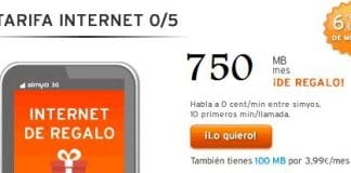Simyo mejora su tarifa de 5 céntimos por minuto con 555MB gratis al mes incluyendo 750MB con consumo mínimo 7€/mes.