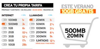 SIMYO busca los pequeños consumidores: 1€ 20 minutos o 2,5€ 50 minutos.