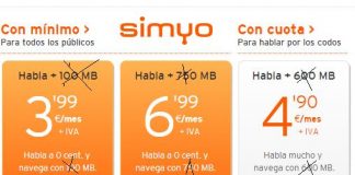 SIMYO mejora todas sus tarifas con 100MB extra sin incrementar el coste.