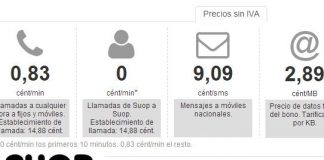 Suop decepciona con tarifas no competitivas. 1GB por 7,44+IVA y 0.83ct/min.