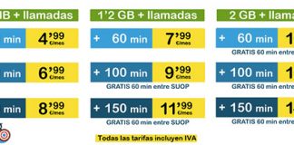 SUOP mejora sus tarifas de contrato y lanza 4GB y 1000 por 24,99€/mes.