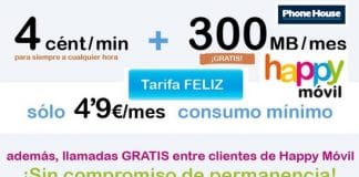 Happymovil dispuesta a atacar a la tarifa de 5cts/min de Simyo con llamadas gratis entre clientes con menor consumo mínimo y menos trafico.