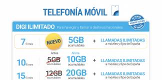 DIGI renueva sus tarifas con más GBs y más velocidad. Tarifas DIGI renovadas 2020