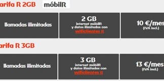 R: líneas adicionales ilimitadas con 3GB por 13€ o con 2GB por 10€