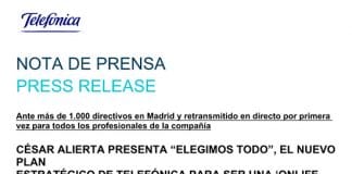 TELEFÓNICA presenta «Elegimos Todo», su plan estratégico de la compañía para los próximos años.
