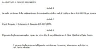 La terminación móvil en Europa sigue reduciendo-se: Máximo 1,08 céntimos.